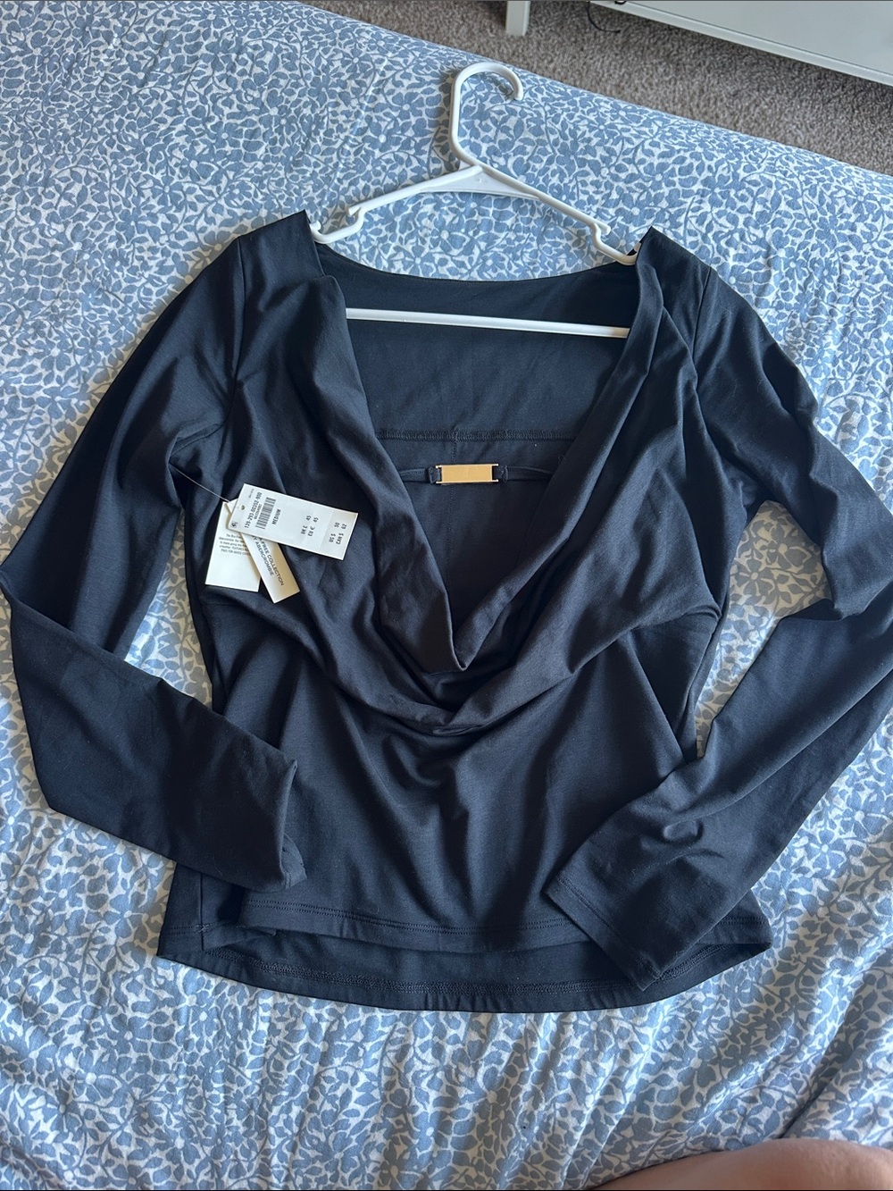 Black open back built in bra  Long-Sleeve Top by abrecombie and fitch